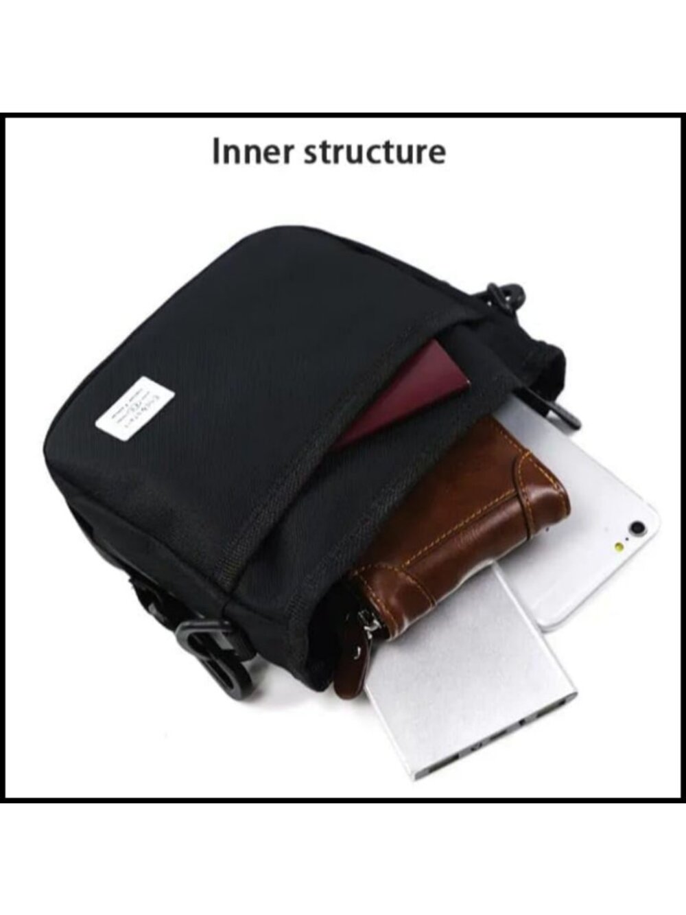 Small Water Resistant RFID Blocking Crossbody Bag Unisex Adjustable Strap - Picture 3 of 6